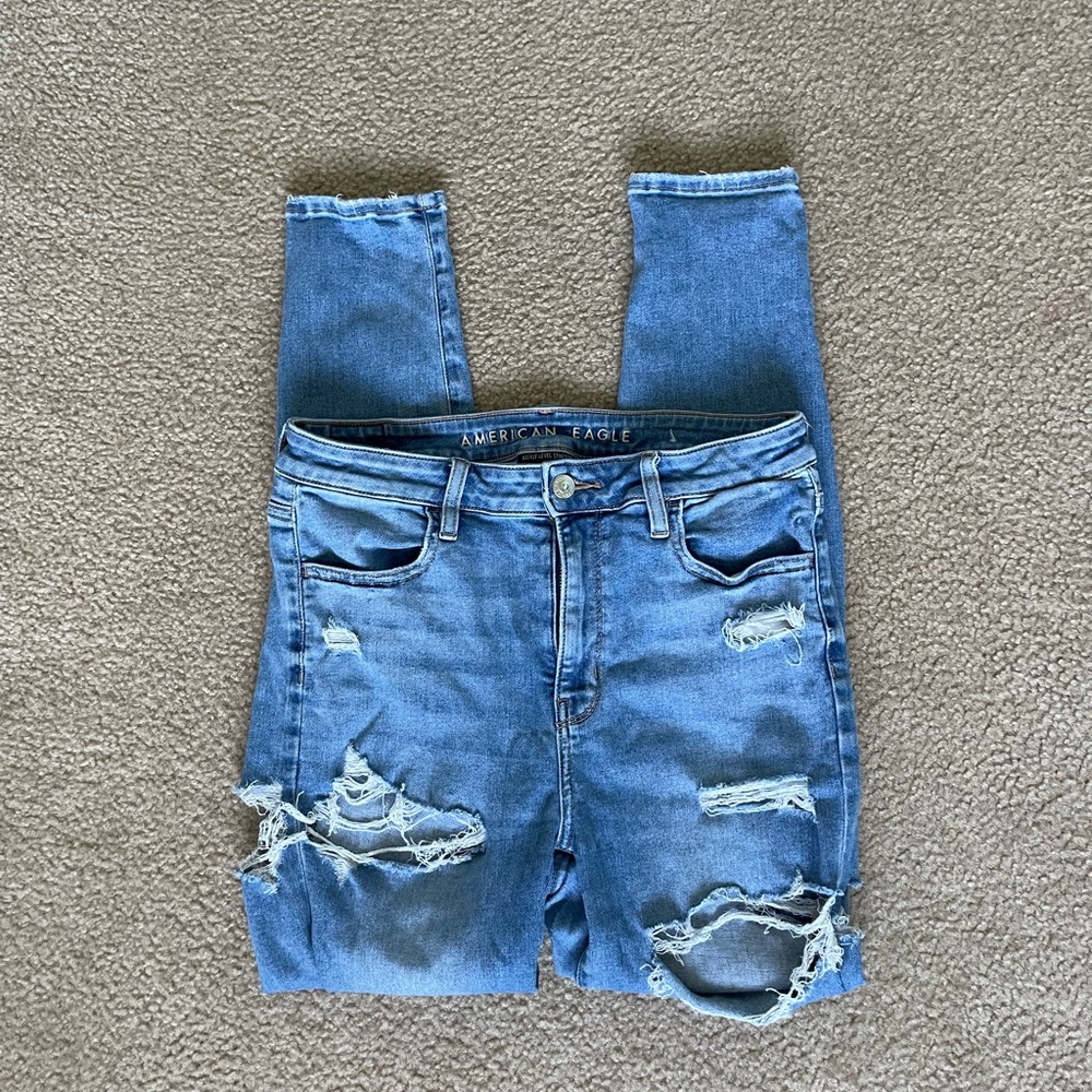 American Eagle Distressed High Rise Stretch Skinny Jeans